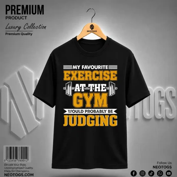 Gym Quote Printed Black T-Shirt for Men by NEOTOGS