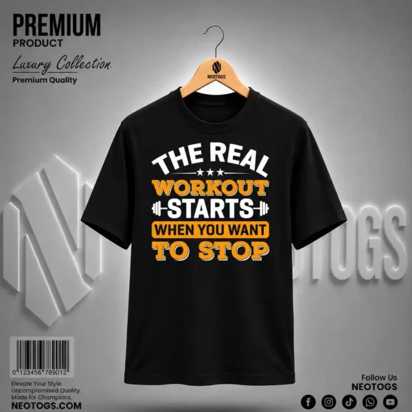 Gym Printed Black T-Shirt for Men by NEOTOGS