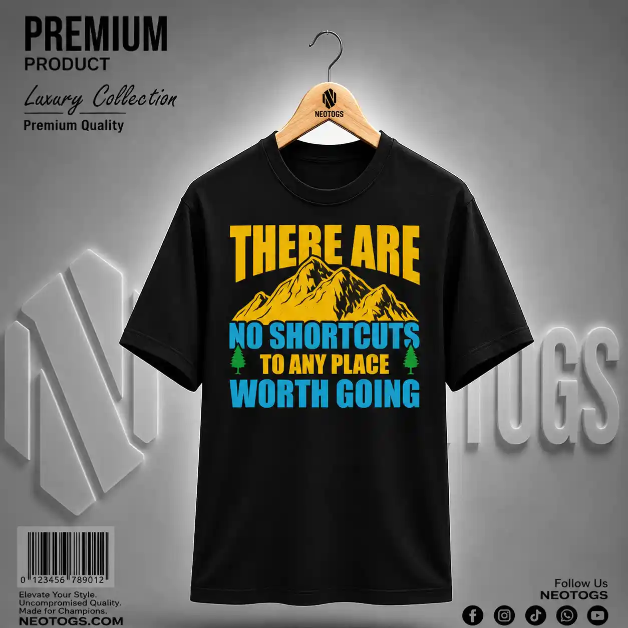 1 Best Mountain Adventure Printed Black T-Shirt | NEOTOGS 1 Mountain Adventure Printed Black T-Shirt for Men by NEOTOGS