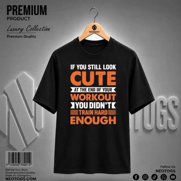 Workout Quote Printed Black T-Shirt for Men by NEOTOGS