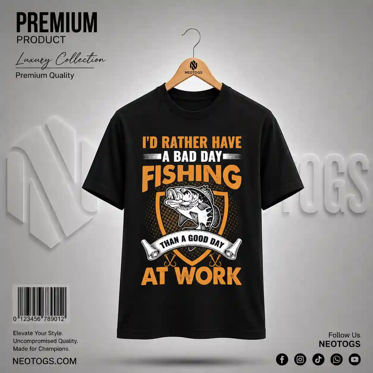 Go Fishing Printed Black T-Shirt: 1 Best Men Style | NEOTOGS 1 Go Fishing Printed Black T-Shirt for Men by NEOTOGS