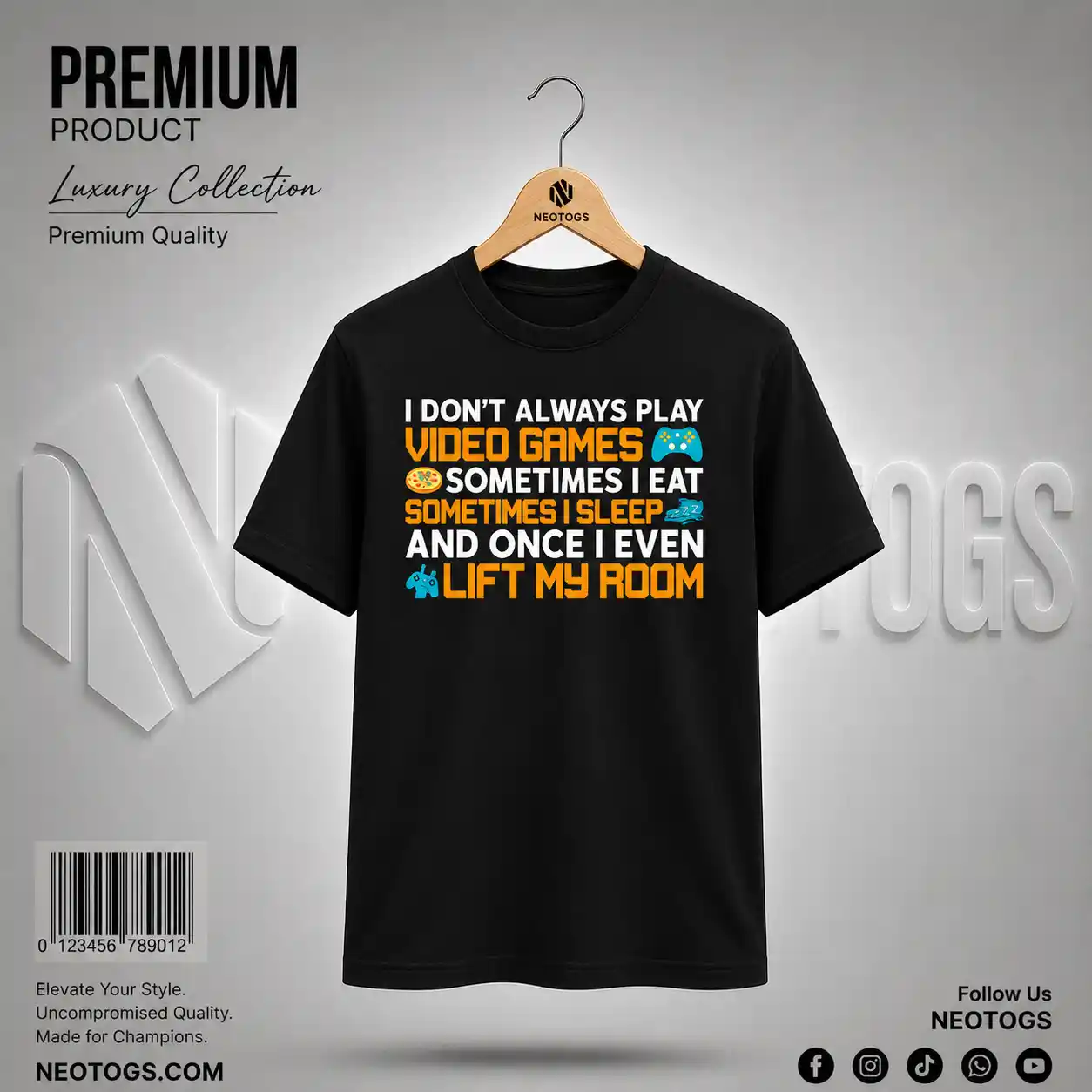 Video Games Quote Printed T-Shirt: 1 Best Men Gaming Apparel 1 Video Games Quote Printed T-Shirt for Men by NEOTOGS