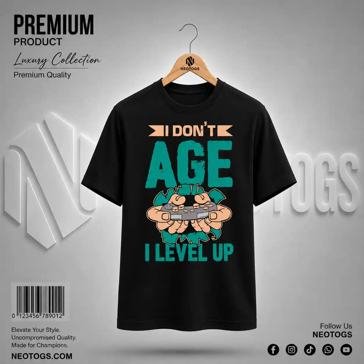 Level Up Gamer Printed T-Shirt: 1 Best Cool Gaming Style 1 Level Up Gamer Printed T-Shirt for Men by NEOTOGS