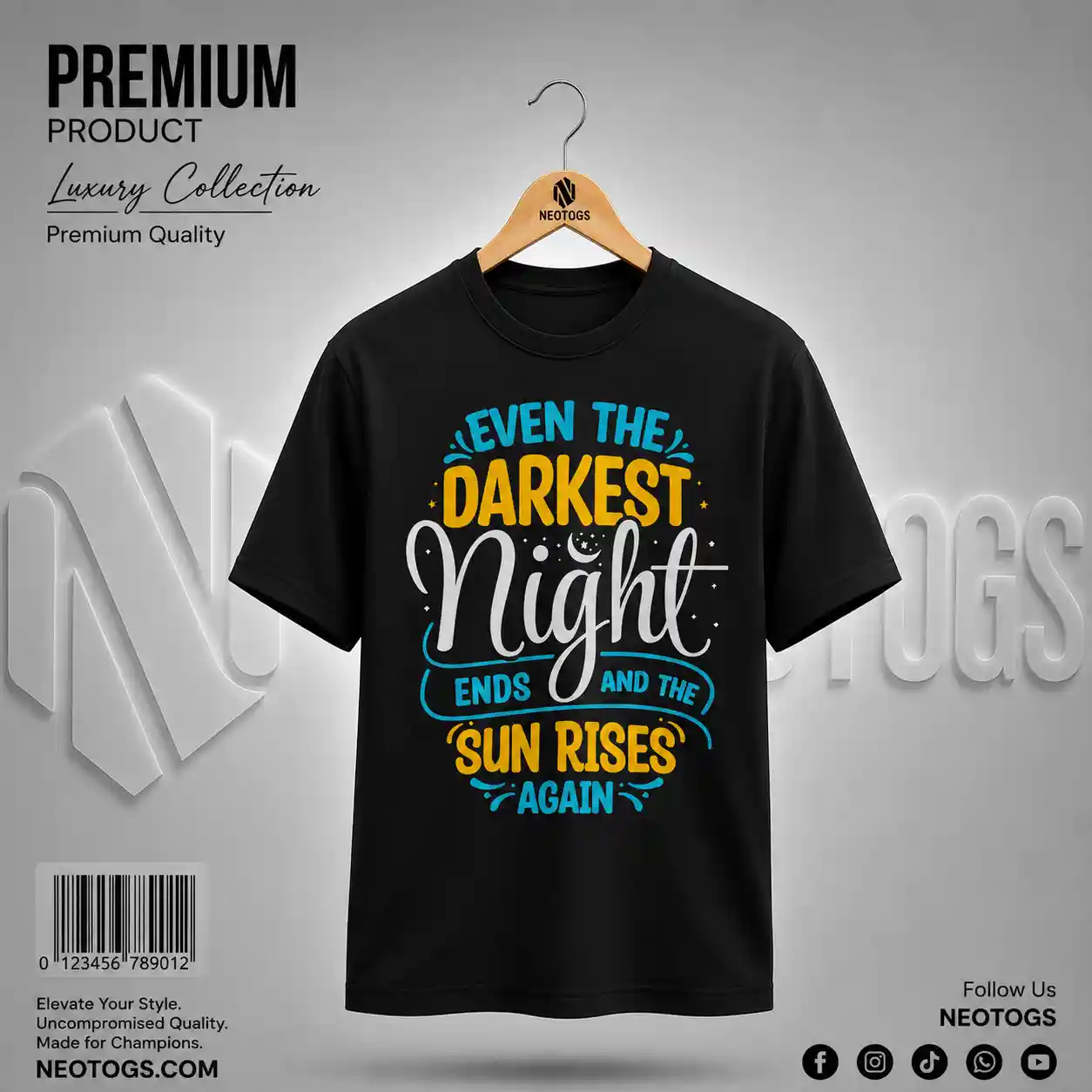 Typography Printed Black T-Shirt: 1 Best Men Inspired Style 1 Typography Printed Black T-Shirt for Men by NEOTOGS