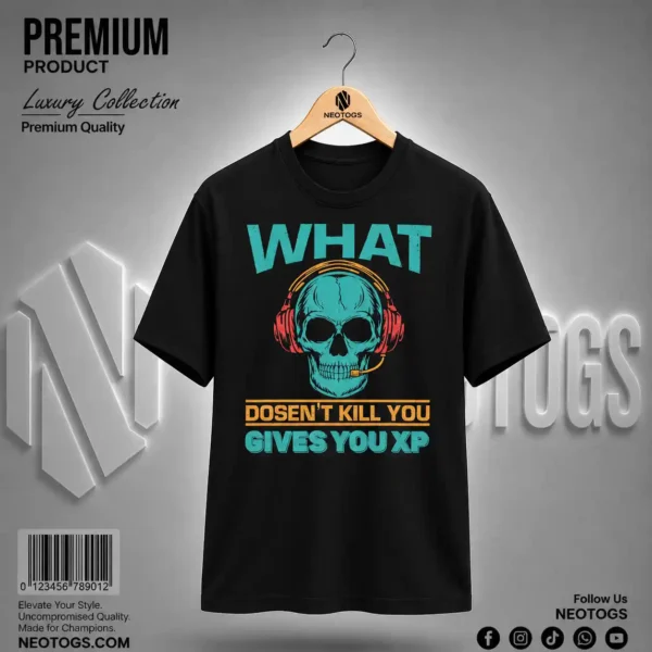 Skull Gamer Printed Black T-Shirt for Men by NEOTOGS