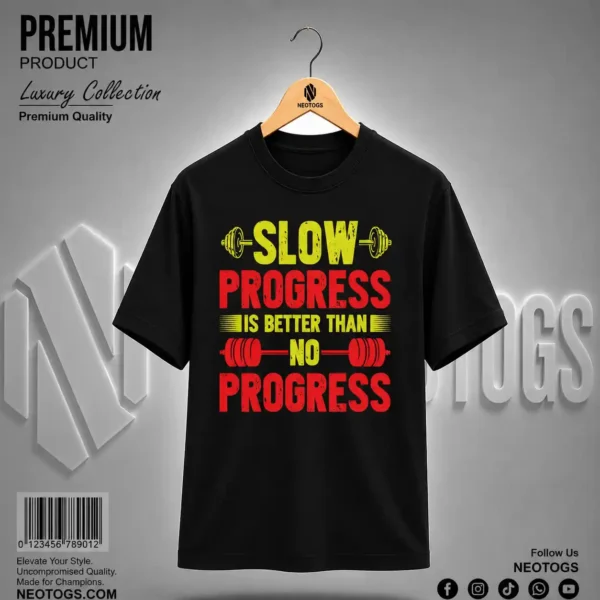 Gym Motivation Printed Black T-Shirt for Men by NEOTOGS