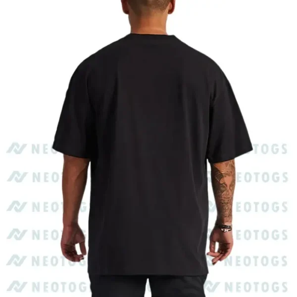 Neotogs Black Color Drop Shoulder Customize T Shirt Back Side