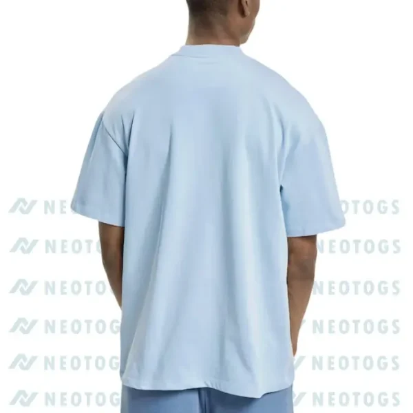 Neotogs Lite Blue Color Drop Shoulder Customize T Shirt Back Side