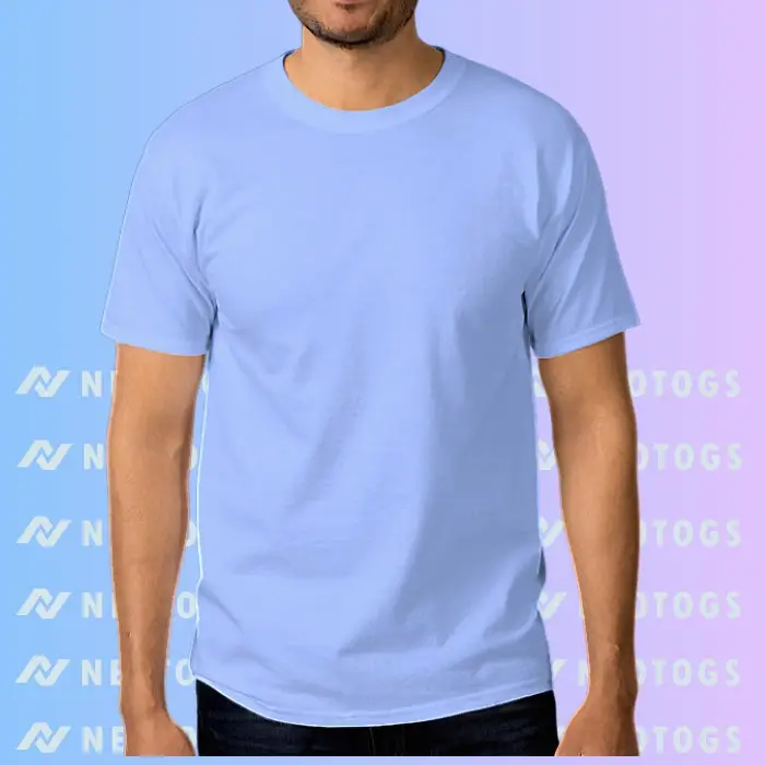 Neotogs Round Neck Customize T Shirt Lite Blue Color Front