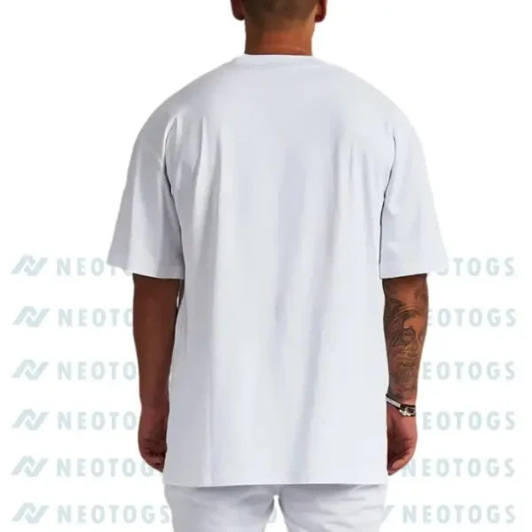 Neotogs White Color Drop Shoulder Customize T Shirt Back Side