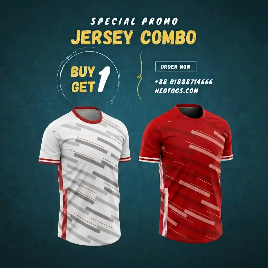 White & Red Jersey T-Shirt Combo for Men in BD | 180 GSM Organic PP Fabric 1 White & Red Jersey T-Shirt Combo for Men in BD